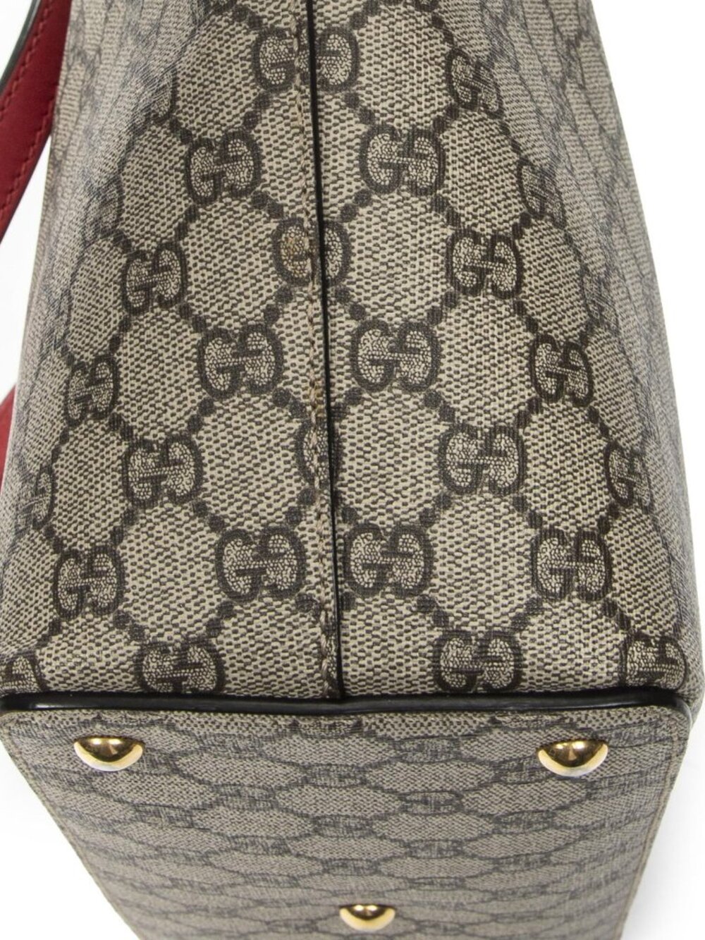 Gucci Zip Bucket Tote Beige Pink Red Supreme Canvas - Picture 7 of 10